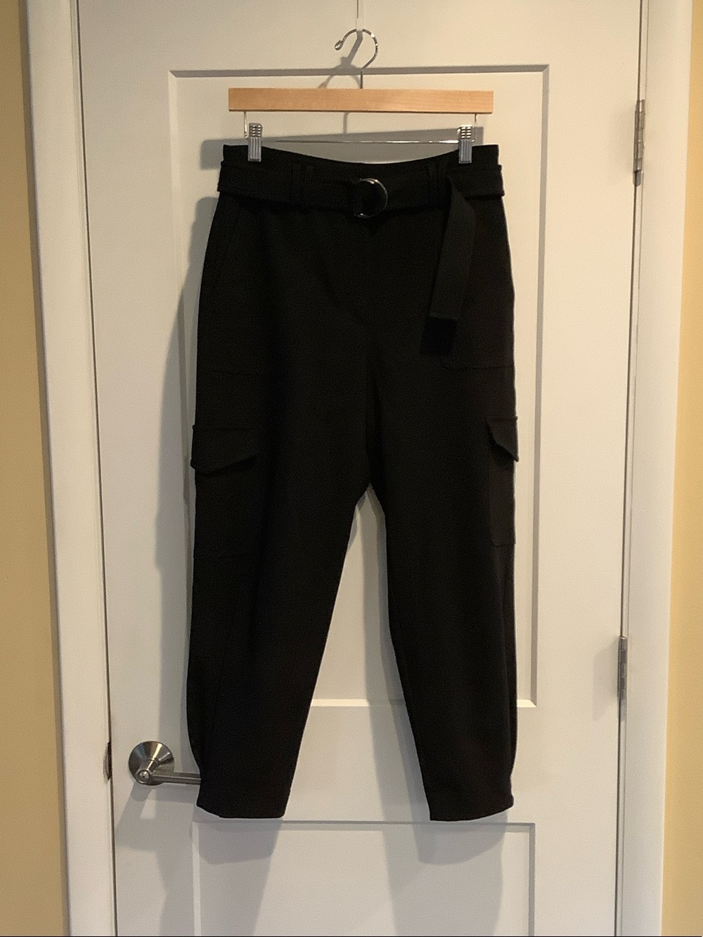 Express Black Knit Cargo Joggers with Belt
